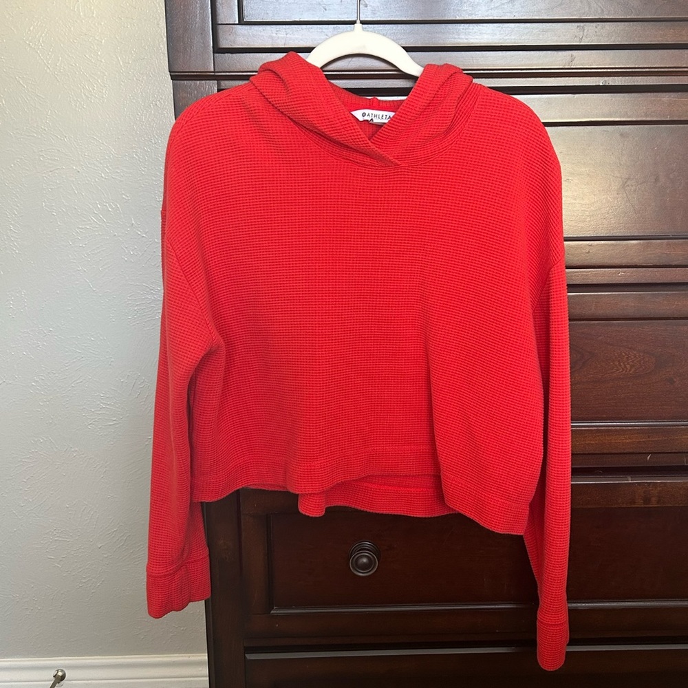 Athleta Waffle Knit Red Sweat Set
